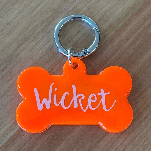 Flourescent Bone Dog Tag