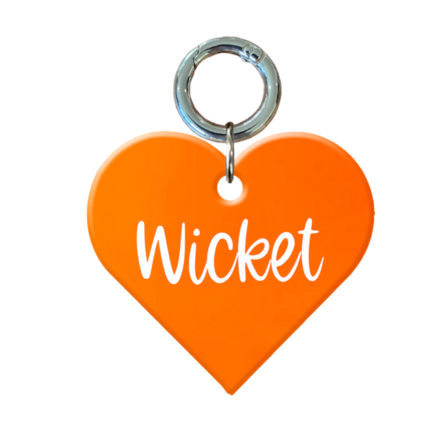 Fluro Orange Heart Pet ID Tag