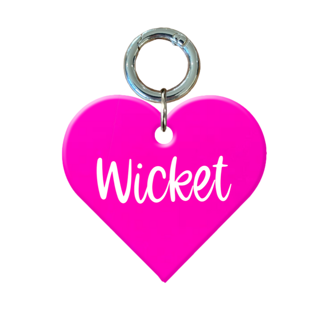 Fluro Pink Heart Pet ID Tag
