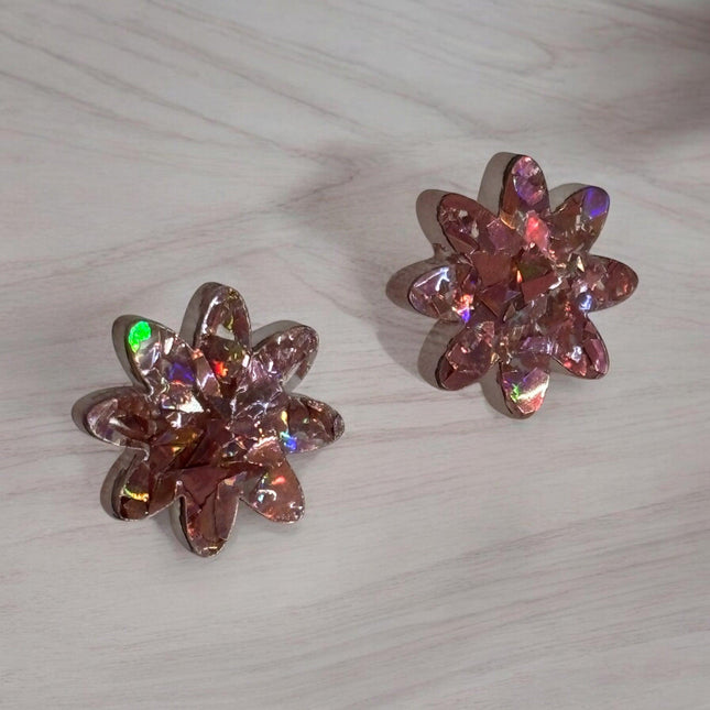 Pink Flower Glitz Earring - Silver Dreams Co