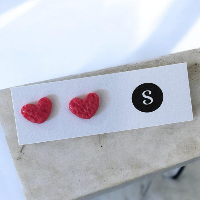 Mini Pink Heart Stud Earrings - Silver Dreams Co