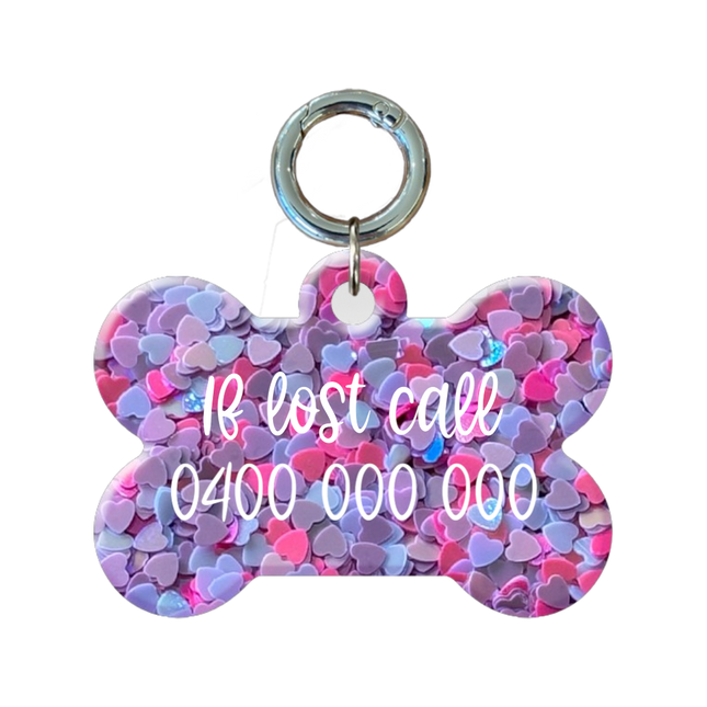 Heart Filled Bone Pet ID Tags