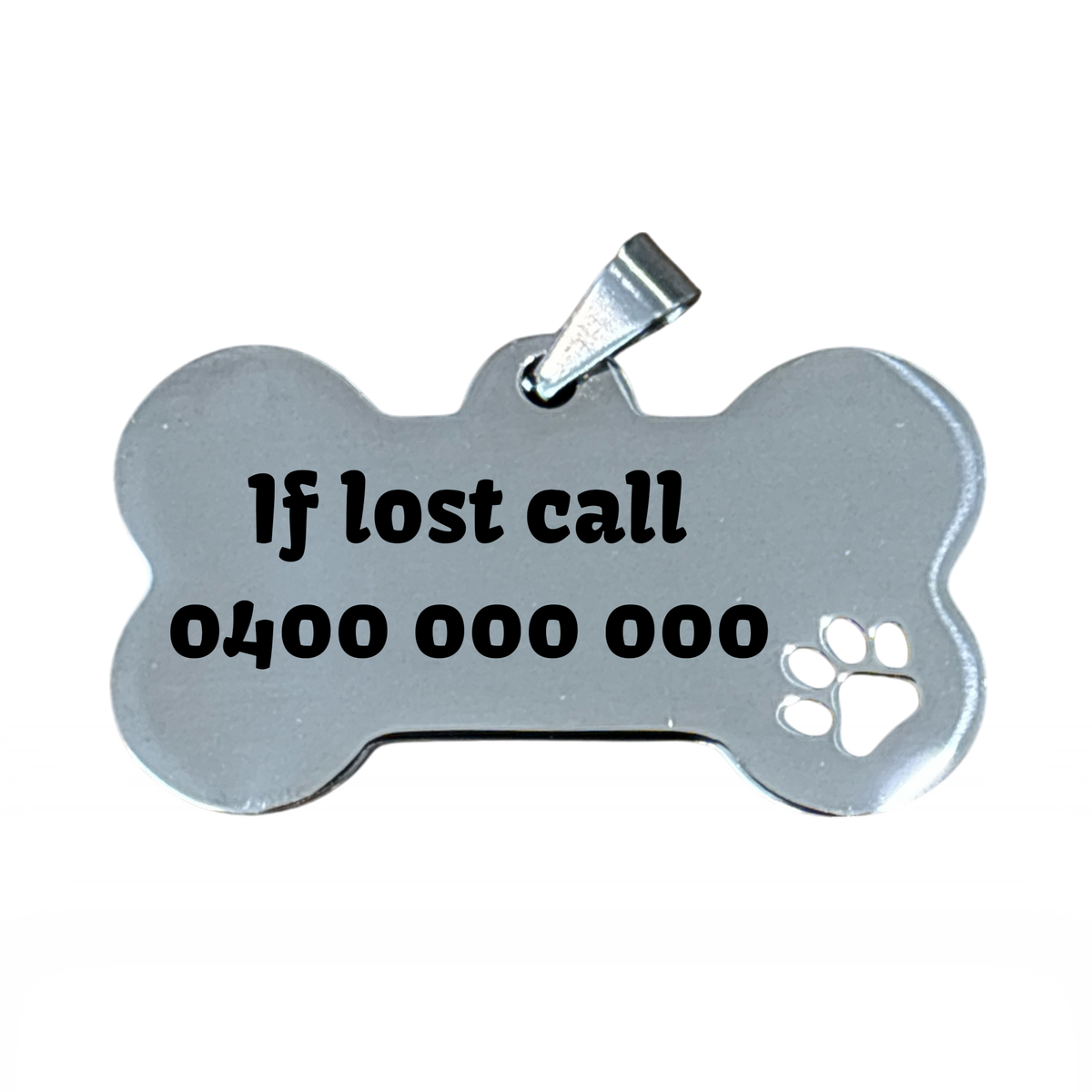 Silver Bone Stainless Steel Dog Tag 