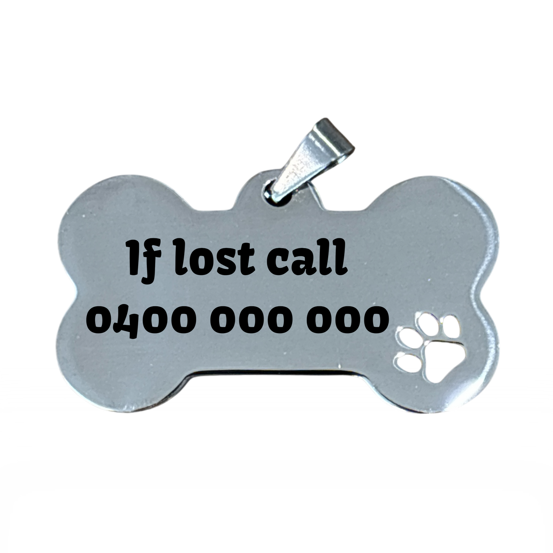 Silver Bone Stainless Steel Dog Tag 