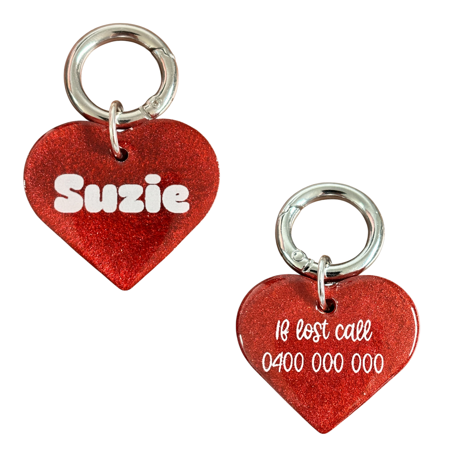 Personalised Colored Heart Dog Tags